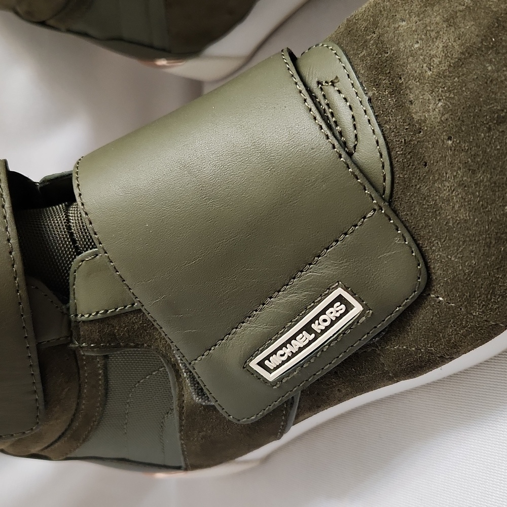 Michael Michael Kors Addie High-top Leather Olive Gold Sneakers (W Size 7.5) - Picture 8 of 16